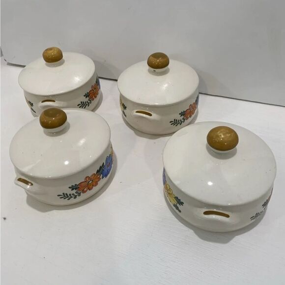 M. Kamenstein Vintage 1982 Floral Design Mini Covered Casserole Dish Set of 4 - Picture 6 of 10